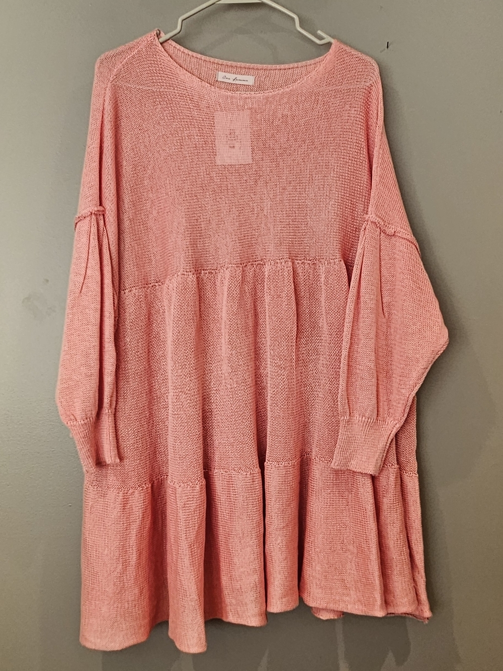 Ces Femme Pink Drop-Waist Knit Tunic Sweater
